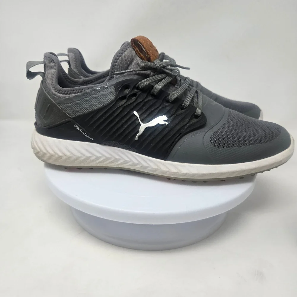 Puma Ignite PwrAdapt Mens Golf Shoes Grey Black Waterproof 192223-03 Size 10